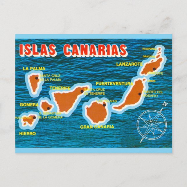 Canary Islands Map  Postcard (Front)