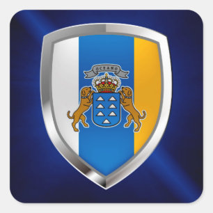 Canary Islands Mettalic Emblem Square Sticker