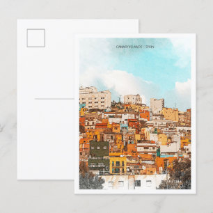 Canary Islands Spain Beautiful Oil Paint Landscape Postcard