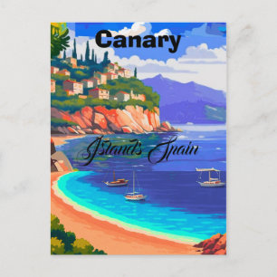 Canary Islands Spain Travel Postcard Art, Spain Tr