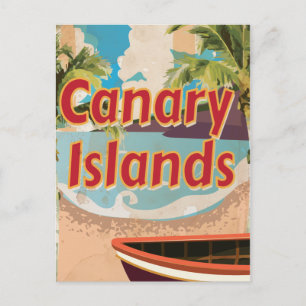 Canary Islands Vintage Travel Poster Postcard
