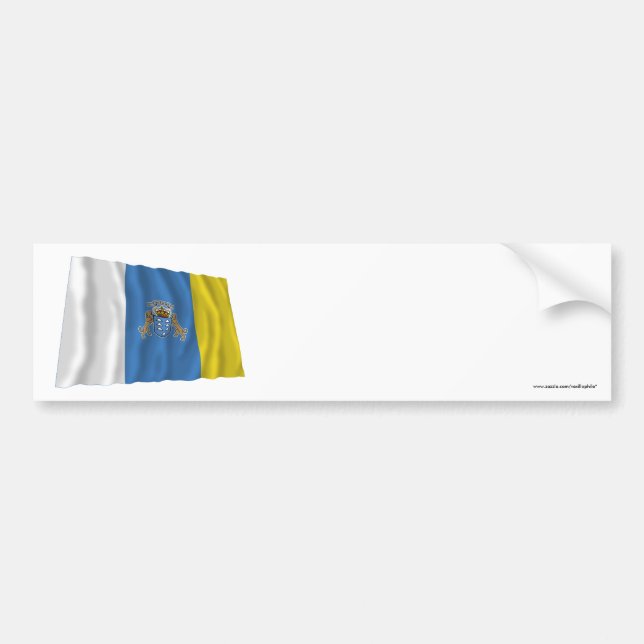 Canary Islands Waving Flag Bumper Sticker (Front)