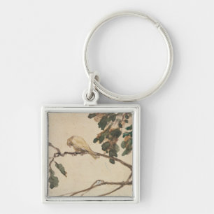 Canary on an Oak Tree Branch Key Ring
