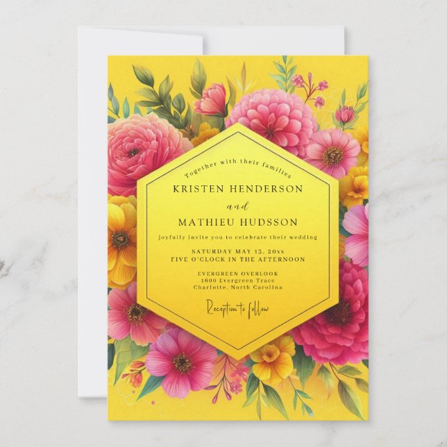 Canary Radiant Bloom Wedding Invitation (Front)