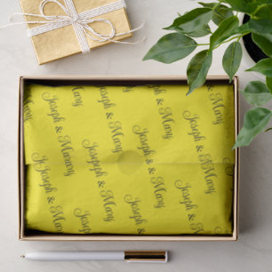 Canary Yellow & Black Script Modern Wedding Tissue Paper