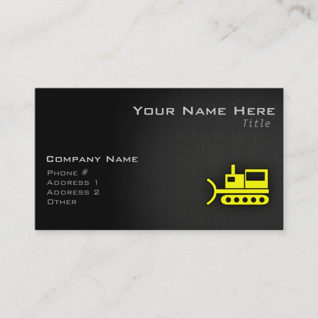 Canary Yellow Bulldozer Business Card (Front)
