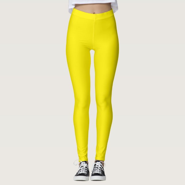 Canary Yellow Colour Solid Plain Leggings (Front)