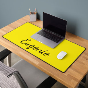 Canary Yellow Elegant Name Trendy Minimalist Desk Mat