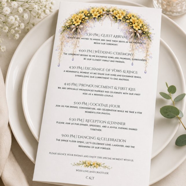 Canary Yellow Freesia Romantic Wedding Day Program (Creator Uploaded)