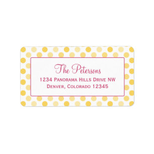 Canary Yellow Polka Dot Return Address Labels