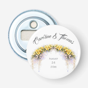 Canary Yellow Romantic Freesia Floral Wedding Bottle Opener