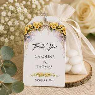Canary Yellow Romantic Freesia Floral Wedding Gift Tags