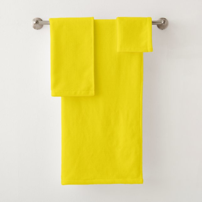 Canary Yellow Solid Colour Bath Towel Set (Insitu)