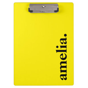 Canary Yellow Solid Colour Elegant Name Clipboard