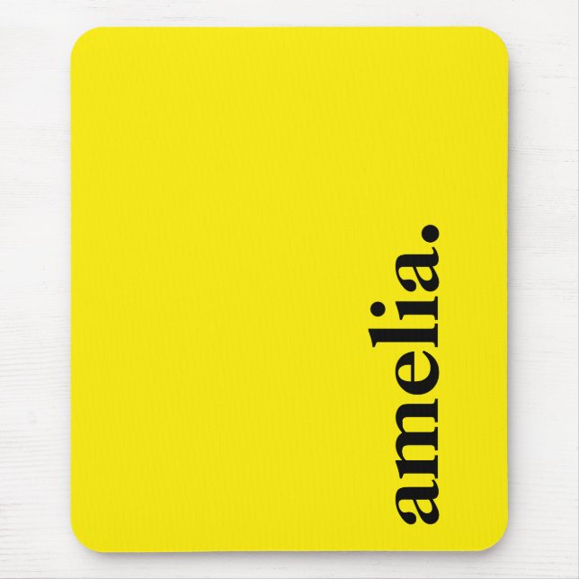 Canary Yellow Solid Colour Elegant Name  Mouse Pad (Front)