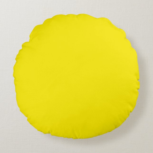 Canary Yellow (solid colour)  Round Cushion (Front)