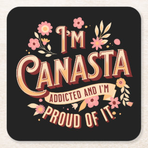 Canasta addicted Funny canasta Square Paper Coaster
