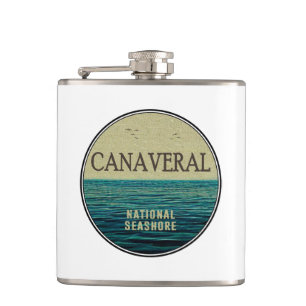 Canaveral National Seashore Florida Ocean Birds Hip Flask