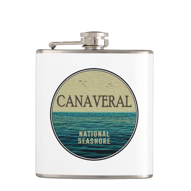 Canaveral National Seashore Florida Ocean Birds Hip Flask (Front)