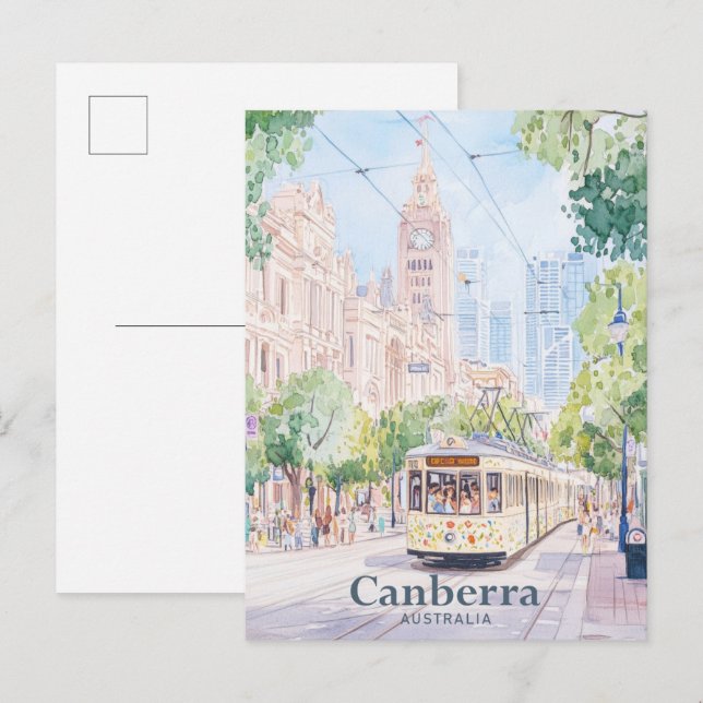 Canberra Australia Gouache Illustration Travel Postcard (Front/Back)