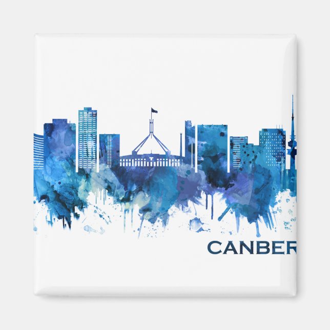Canberra Australia Skyline Blue Magnet (Front)