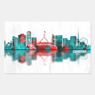 Canberra Australia Skyline Rectangular Sticker