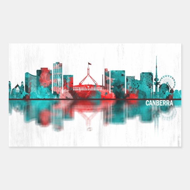 Canberra Australia Skyline Rectangular Sticker (Front)