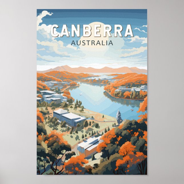 Canberra Australia Travel Art Vintage Poster (Front)