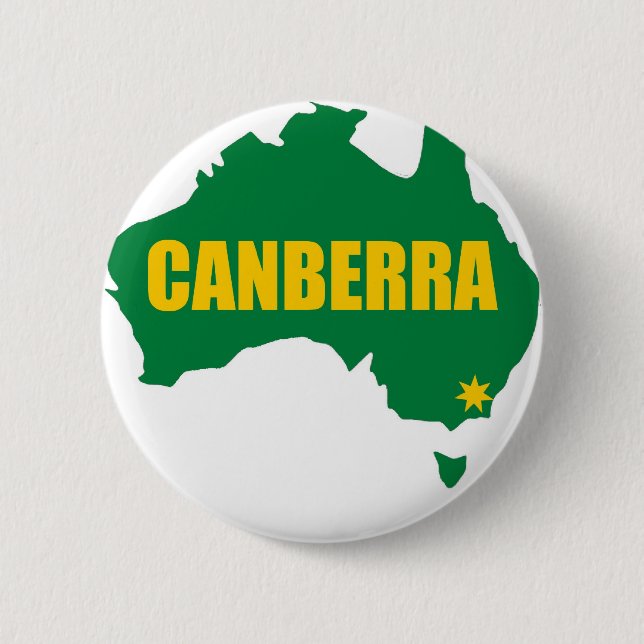 Canberra Green and Gold Map 6 Cm Round Badge (Front)