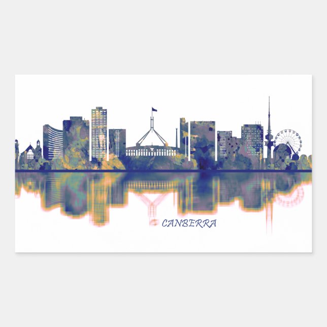 Canberra Skyline Rectangular Sticker (Front)