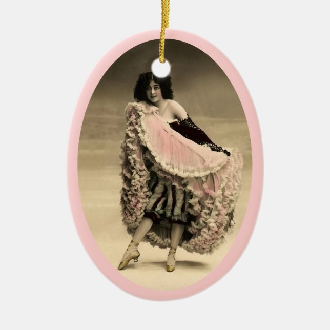Cancan Dancer 4 Ceramic Tree Decoration (Front)