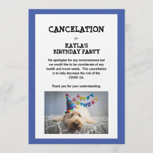 Cancellation Birthday Party - Corona Virus Invitation