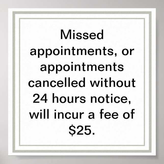 Cancellation policy for a service business poster (Front)