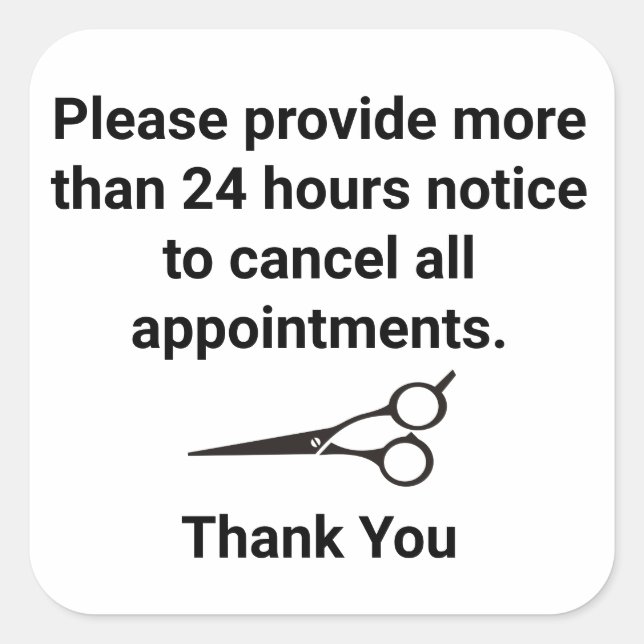 Cancellation policy square sticker (Front)