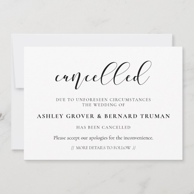 Cancelled event announcement card (Front)