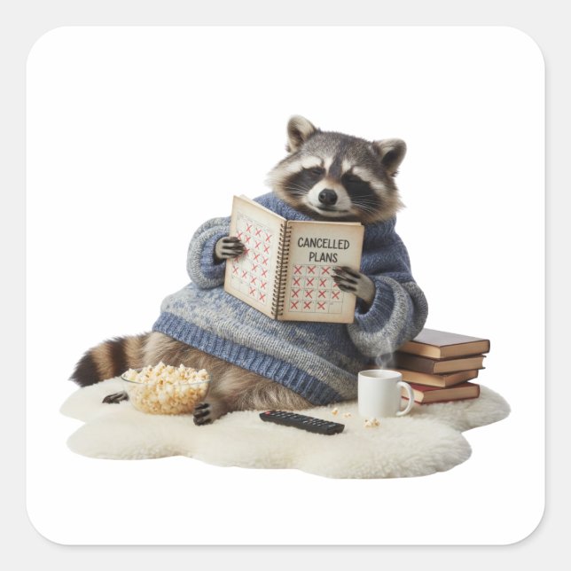 Cancelled Plans Raccoon Sticker (Front)