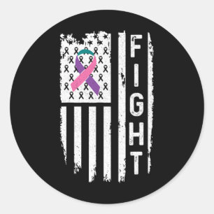 Cancer American Flag Awareness Classic Round Sticker