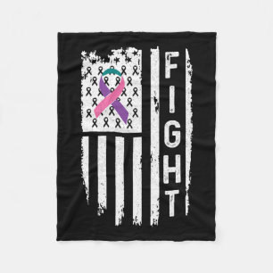 Cancer American Flag Awareness Fleece Blanket