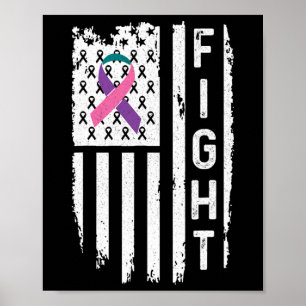 Cancer American Flag Awareness  Poster