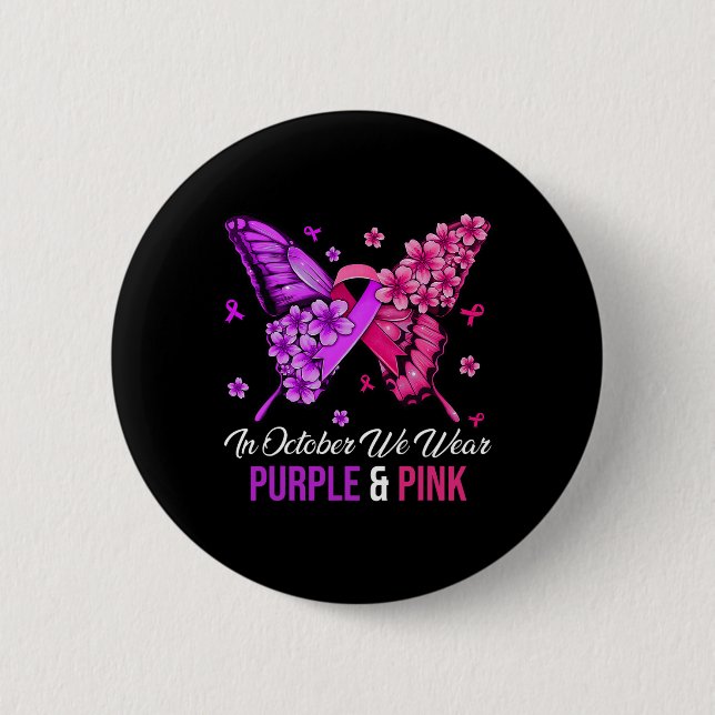 Cancer And Domestic Violence Awareness Butterfly 1 6 Cm Round Badge (Front)