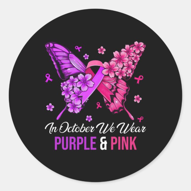 Cancer And Domestic Violence Awareness Butterfly 1 Classic Round Sticker (Front)