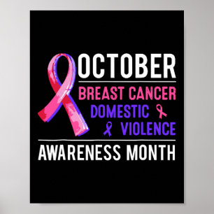 Cancer And Domestic Violence Awareness Month Famil Poster