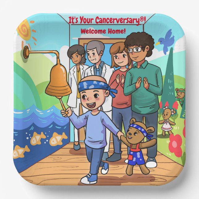 Cancer Anniversary Party Paper Plate (Front)