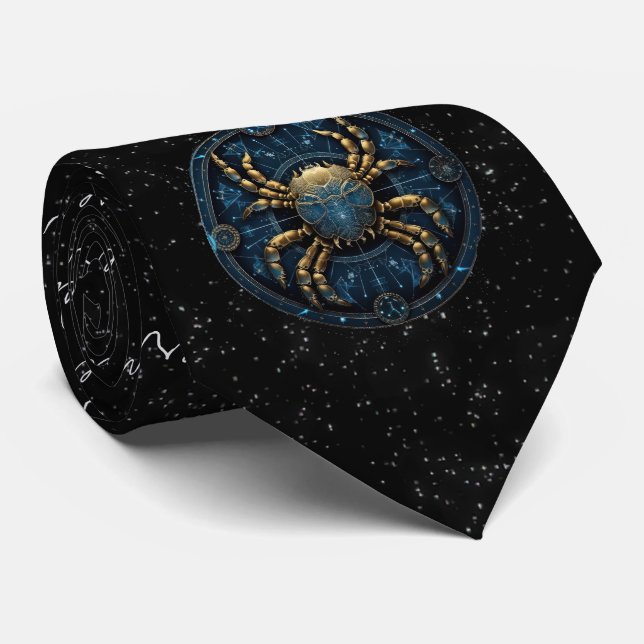 Cancer Astrology Zodiac Neck Tie (Rolled)