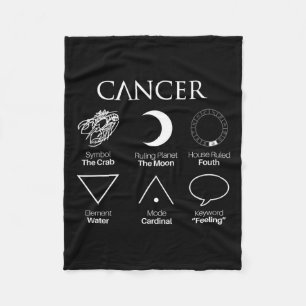 Cancer Astrology Zodiac Sign Symbols Fleece Blanket