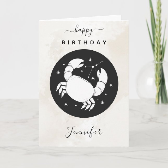 Cancer Astrology Zodiac Star Sign Horoscope Marble Card (Front)