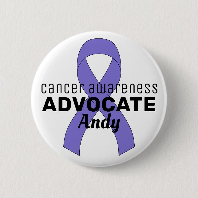 Cancer Awareness Advocate Ribbon White Button (Front)