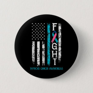 Cancer Awareness Blue Pink Teal Ribbon Fight Flag 6 Cm Round Badge