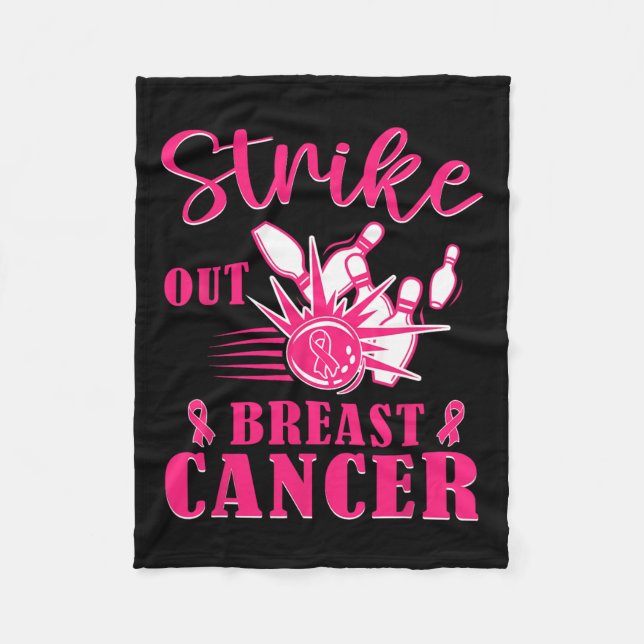 Cancer Awareness - Bowling Strike Out Pink Ribbon  Fleece Blanket (Front)