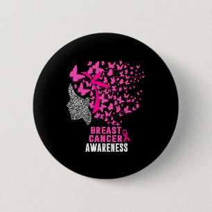 Cancer Awareness Butterfly Pink Ribbon Support Wom 6 Cm Round Badge